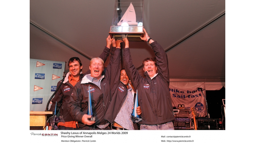 Chris Larson, Richard Clarke (CAN), Mike Wolfs (CAN), Curtis Florence (CAN) - 2009 Melges 24 World Champions on West Marine / New England USA655  - Annapolis, USA