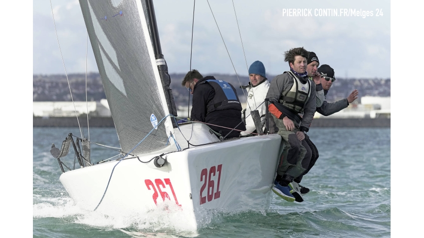 Volvo Cherbourg FRA261 skippered by a local Alexis Loison with Hugo Feydit, Alan Roberts, J Ulien Burnel and Yves-Marie Pilon in the crew - French Melges 24 Tour 22 - Cherbourg