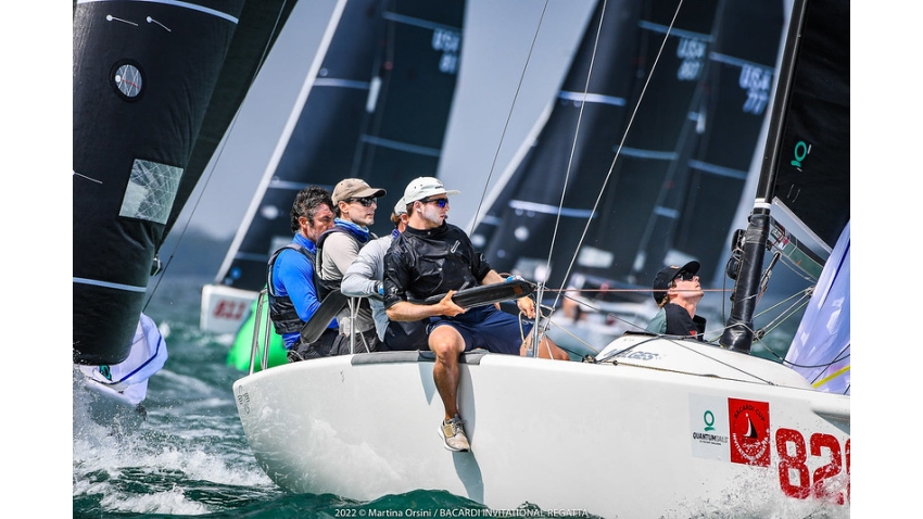 Bora Gulari on the helm of New England Ropes USA820 – winner of three past Bacardi Invitational Regattas and the current leader of the US National Series ranking onboard with Kyle Navin, Norman Berge and Ian Liberty and Michael Menninger