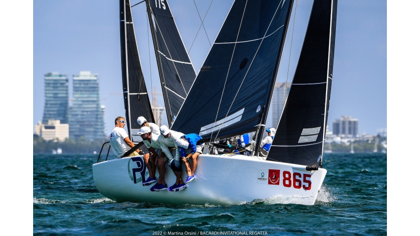 Pacific Yankee USA865 of Drew Freides, with five-time World Champion Federico Michetti onboard along with class stalwart Morgan Reeser, coached by Melges 24 first ever World Champion Vince Brun 
