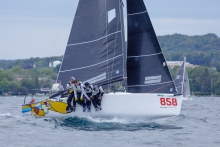 Travis Weisleder with tactician Mike Buckley, George Peet, Chewy Sanchez and John Bowden on Lucky Dog / Gill Race Team USA858 at the 2019 Melges 24 North American Championship 