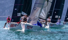 Andrea Racchelli's Altea ITA722 is leading the pack getting the bullet on today's second race - 2020 Melges 24 European Sailing Series Event #1 in Torbole, Italy 