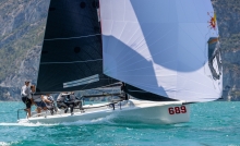 Michele Paoletti on Strambapapà, today 1-1-2-3, took the lead of the pack on Day 1 of the Melges 24 European Sailing Series 2022 event 4 in Riva del Garda, Italy. 