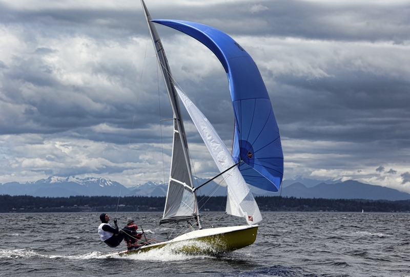 Sailing legend Carl Buchan on the wire sailing 