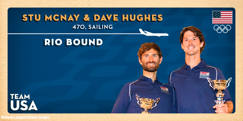 Stuart McNay and David Hughes in the men’s 470 sailing class