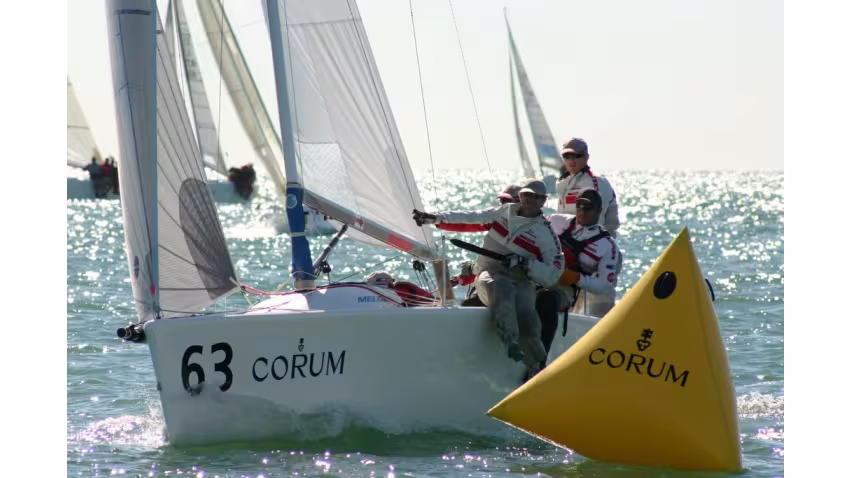 Luna Rossa ITA515 with Jimmy Spithill helming and  Jonathan McKee (USA), Charles McKee (USA), Manuel Modena (ITA), Mac Agnese (USA) in crew,  wins 2005 Corum Melges 24 Worlds in Key Largo