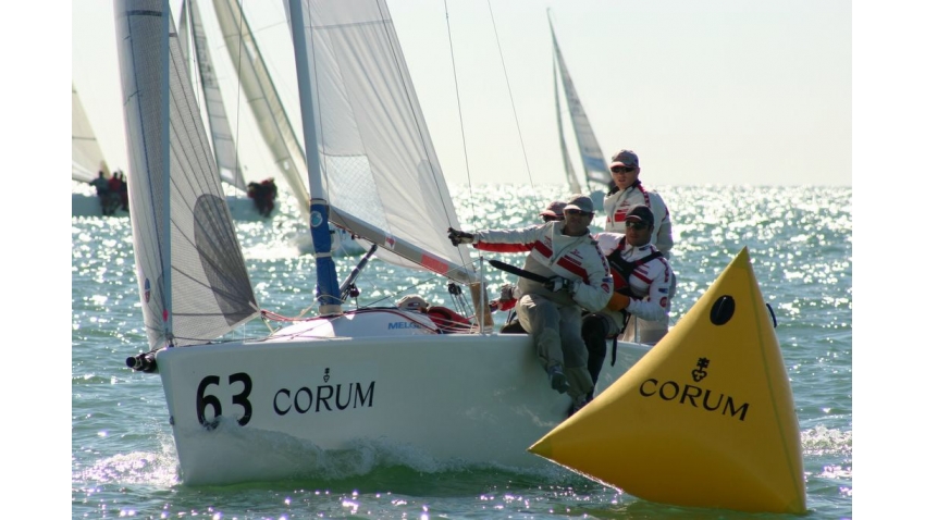 Luna Rossa ITA515 with Jimmy Spithill helming and  Jonathan McKee (USA), Charles McKee (USA), Manuel Modena (ITA), Mac Agnese (USA) in crew,  wins 2005 Corum Melges 24 Worlds in Key Largo