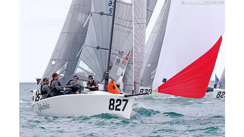 Ronald Veraar in helm of Team Kesbeke/Sika/Gill NED827 at the 2016 Melges 24 Worlds in Miami