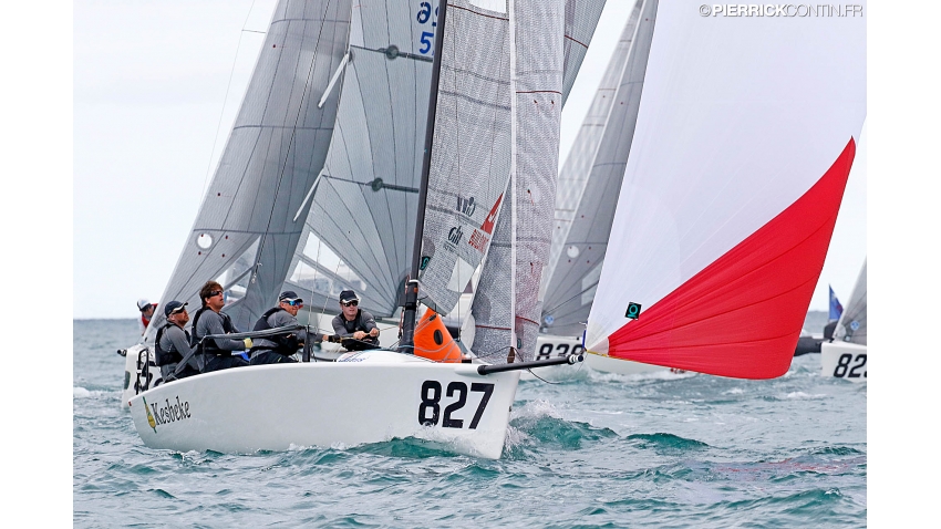 Ronald Veraar in helm of Team Kesbeke/Sika/Gill NED827 at the 2016 Melges 24 Worlds in Miami