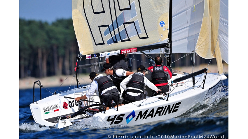 Lorenzo Bressani in helm of the Uka Uka Racing at the 2010 Marinepool Melges 24 Worlds in Tallinn, Estonia