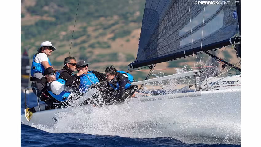 Michael Goldfarb on his War Canoe USA841 at the 2019 Melges 24 Worlds in Villasimius, Sardinia, Italy