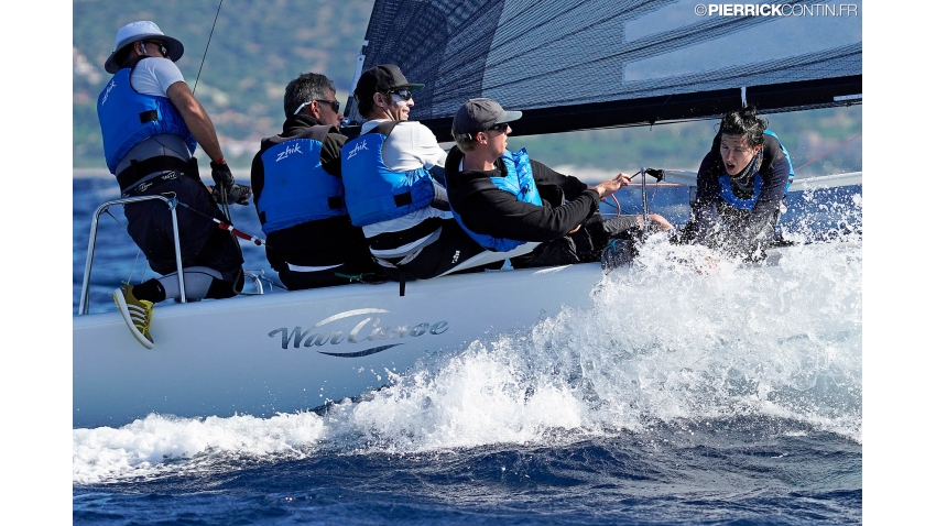 Michael Goldfarb on his War Canoe USA841 at the 2019 Melges 24 Worlds in Villasimius, Sardinia, Italy