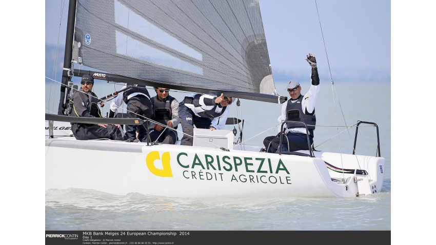 Matteo Balestrero on his Giogi ITA693 at the 2014 Melges 24 European Championship in Balatonfüred, Hungary