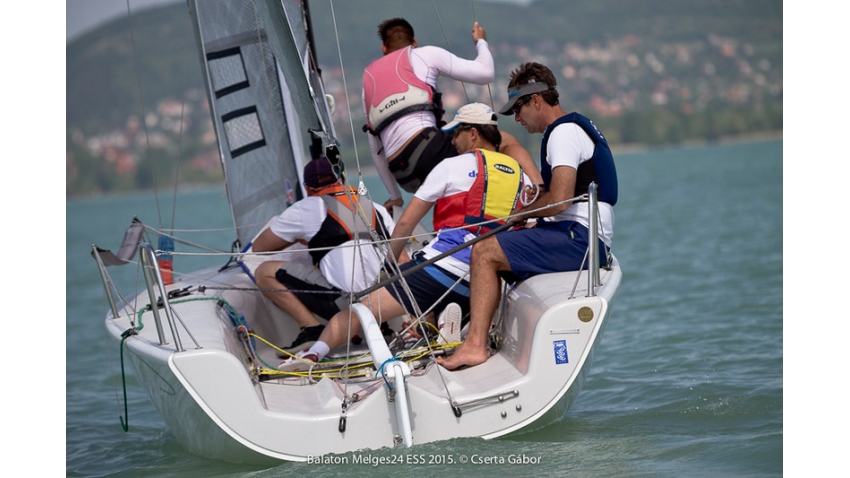 Ian Ainslie on his Strange Brew HUN392 - 2015 Melges 24 European Sailing Series in Balatonfüred, Hungary