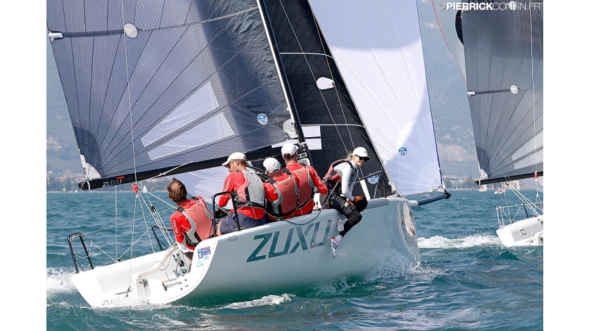 ZUXU EST791 of Peter Saraskin with Lorenzo Bodini, Paavo Pettai, Kalev Tanner and Triin Sarapuu - 2018 Melges 24 European Championship in Riva del Garda, Italy