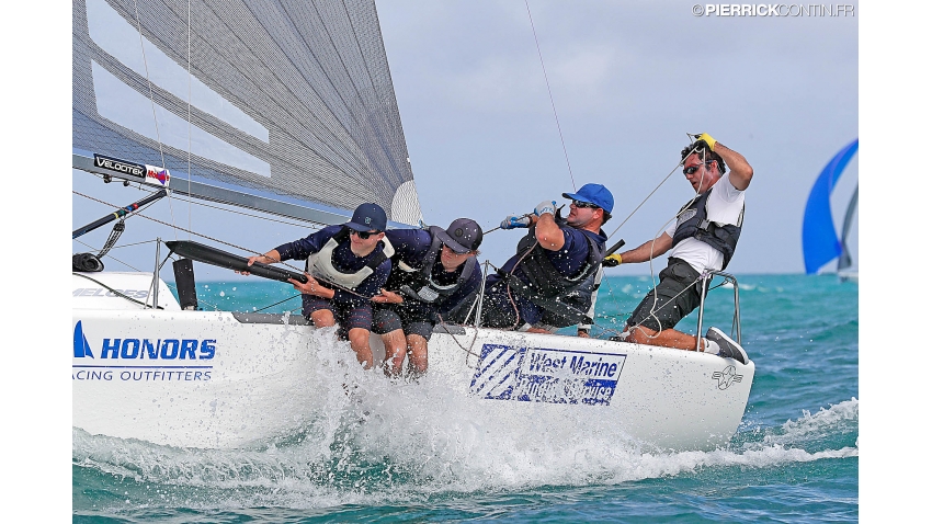 Bora Gulari's USA820 with Norman Berge, Jonathan McKee, Kyle Navin and Charlie Smythe at the 2016 Melges 24 Worlds in Miami