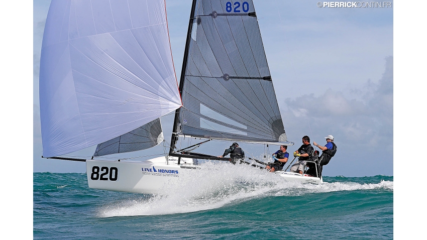 Bora Gulari's USA820 with Norman Berge, Jonathan McKee, Kyle Navin and Charlie Smythe at the 2016 Melges 24 Worlds in Miami