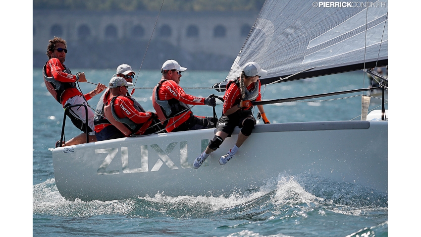 ZUXU EST791 of Peter Saraskin with Lorenzo Bodini, Paavo Pettai, Kalev Tanner and Triin Sarapuu - 2018 Melges 24 European Championship in Riva del Garda, Italy