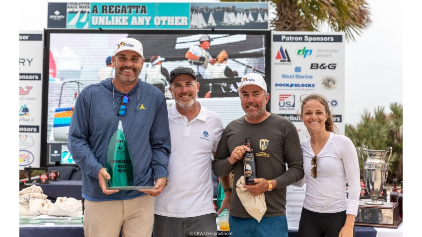 John Bowden (second from left) aboard of Travis Weisleder's Lucky Dog / Gill Race Team USA858 - the winner of 2019 Sperry Charleston Race Week