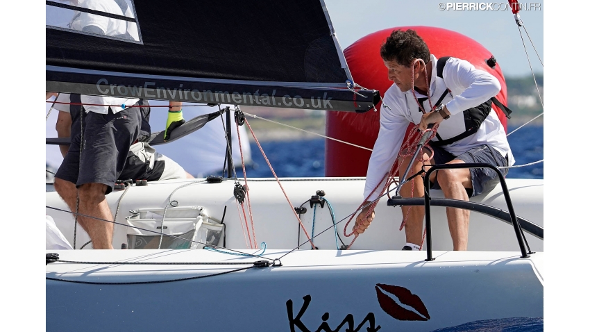 David Pinner of Kiss GBR828 at the 2019 Melges 24 World Championship in Villasimius, Sardinia, Italy