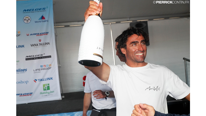 Enrico Fonda celebrating 2017 Melges 24 World Champion title in Helsinki, Finland