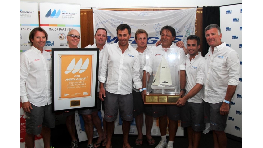 2014 Gill Melges 24 World Championship - Geelong, Australia -  World Champion Blu Moon SUI825 - Flavio Favini, Gabriele Benussi, Giovanni Ferrari, Stefano Rizzi, Nicholas Dal Ferro, owner Franco Rossini 