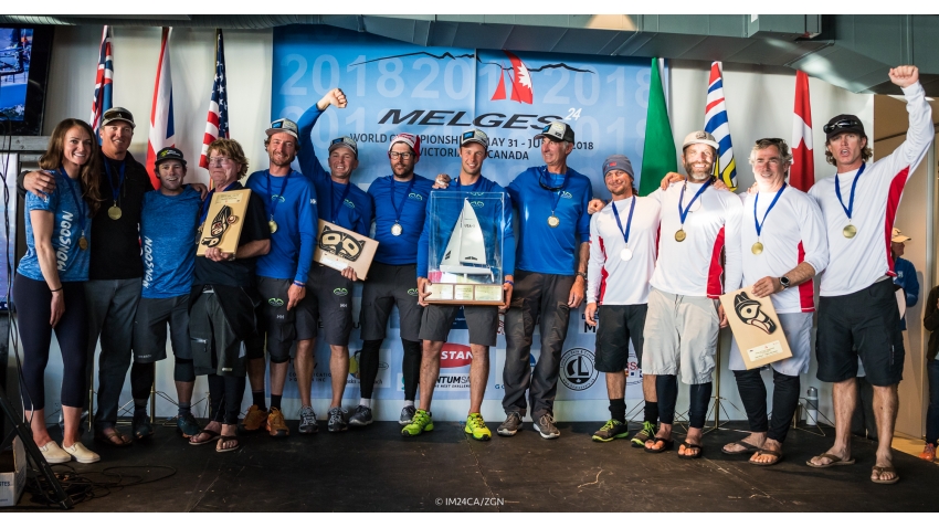 Podium of the 2018 Melges 24 Worlds in Victoria, BC, Canada - Altea ITA722, WTF USA829, Monsoon USA851