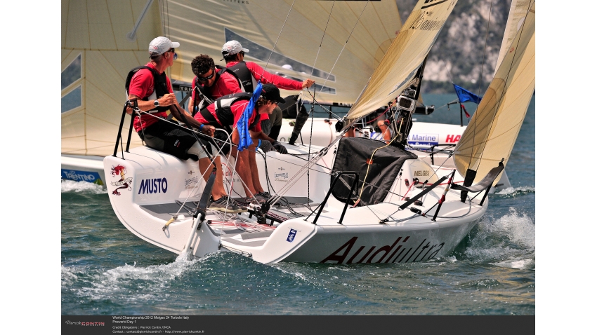 2012 Melges 24 World Championship - Torbole, Italy - III Overall - Audi ITA819 - Riccardo Simoneschi, Gabriele Benussi, Vittorio Rosso, Federico Buscaglia, Lucia Giorgetti