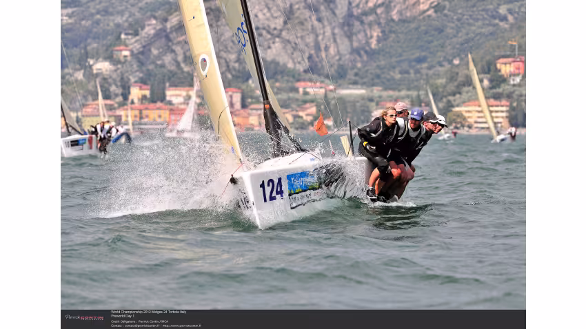 Lenny EST790 of Tõnu Tõniste at the 2012 Melges 24 World Championship in Torbole, Lake Garda, Italy