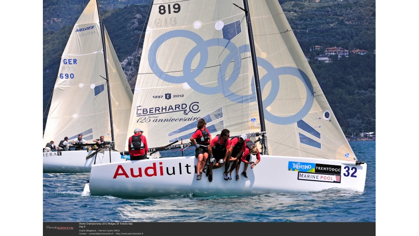 2012 Melges 24 World Championship - Torbole, Italy - III Overall - Audi ITA819 - Riccardo Simoneschi, Gabriele Benussi, Vittorio Rosso, Federico Buscaglia, Lucia Giorgetti