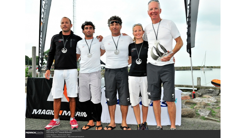 Riccardo Simoneschi's team of Audi Ultra ITA -  Enrico Fonda, Vittorio Rosso, Federico Buscaglia, Lucia Giorgetti - 3rd at the 2013 Magic Marine Melges 24 European Championship in Medemblik, the Netherlands