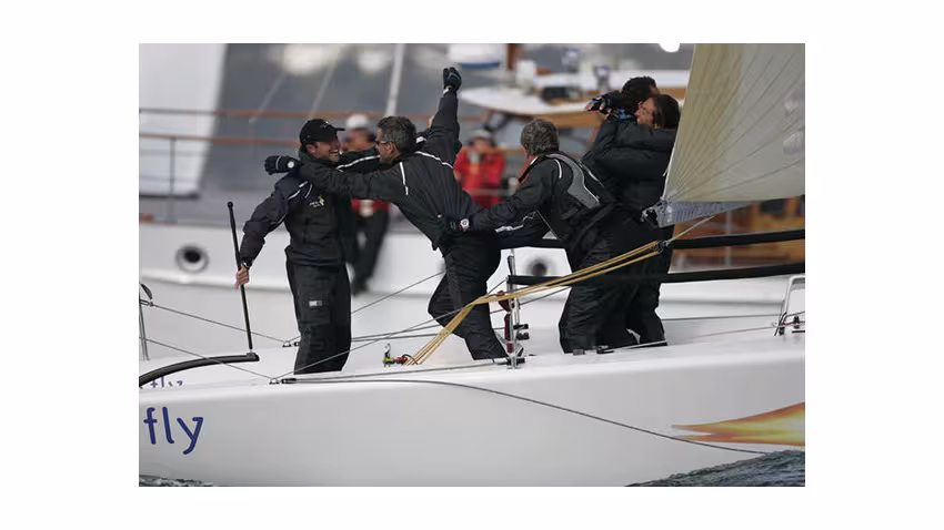  Joe Fly Team with Gabrio Zandona in helm and his crew of Daniele Cassinari, Federico Michetti, Monica Ratipoldi and owner Giovanni Maspero - 2005 Melges 24 European Champion - Torquay, England