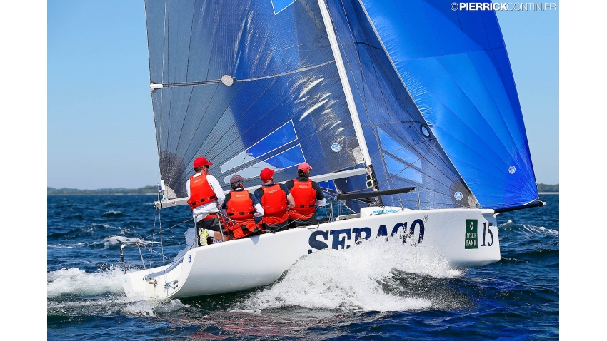 Rett Rundt Hjørnet NOR732 with Herman Horn-Johannessen, Jan Fredrik Dyvi, Stian Ness Rorvik, Jan Boro and Malin Rorvik - 2015 Melges 24 Worlds, Middelfart, Denmark