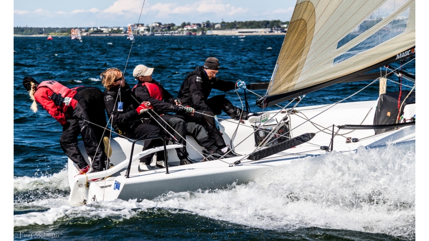 Freddy EST826 of Ants Haavel with Martin Müür, Lauri Kärner, Siim Ots and Triin Sarapuu at the 2015 Melges 24 Estonian Championship