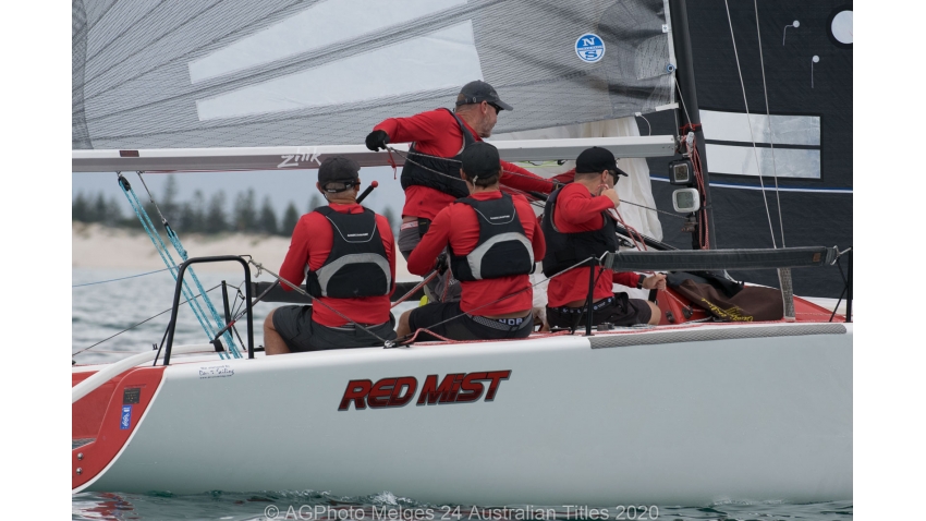 Robin Deussen's Red Mist working hard in the light conditions - 2020 Melges 24 Australian Nationals