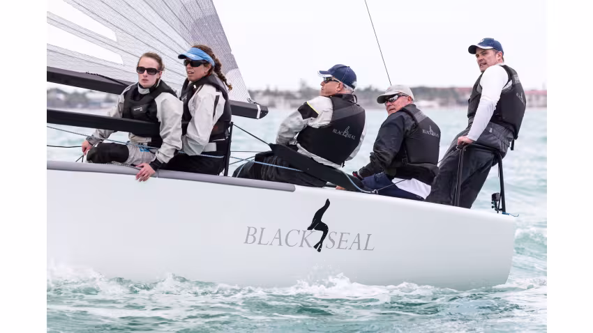 Black Seal GBR850 of Richard Thompson with Jamie Lea in tactics, Nigel Young, Krista Paxton and Rachel Williamson in crew  - the winner of the Quantum Key West Race Week 2016