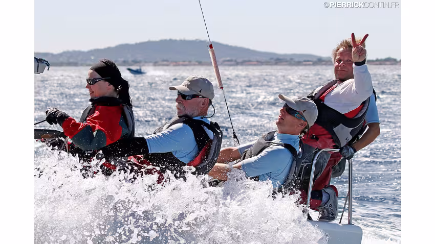 Cinghi Aile SUI382 of Michael Good with Nino Castellan, Katharina Hanhart, Christian Mettler and Regina Tzeschlock at the 2016 Melges 24 Europeans in Hyeres, France
