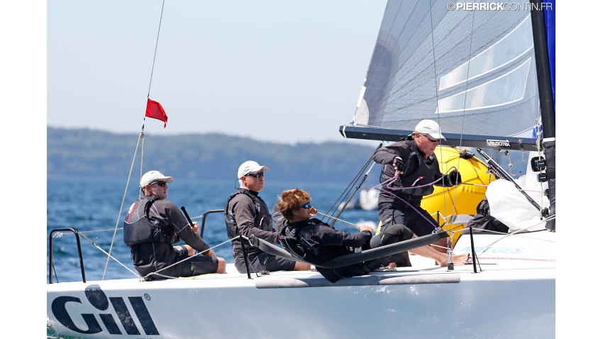 Gill Race Team GBR694 of Miles Quinton with Geoff Carveth at the helm and Nigel Young, Catherine Alton and William Goldsmith - 2015 Melges 24 World Championship, Middelfart, Denmark