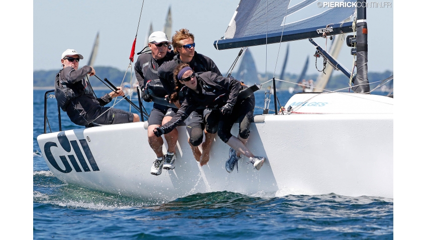 Gill Race Team GBR694 of Miles Quinton with Geoff Carveth at the helm and Nigel Young, Catherine Alton and William Goldsmith - 2015 Melges 24 World Championship, Middelfart, Denmark