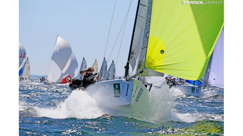 Gill Race Team GBR694 of Miles Quinton with Geoff Carveth at the helm and Nigel Young, Catherine Alton and William Goldsmith - 2015 Melges 24 World Championship, Middelfart, Denmark