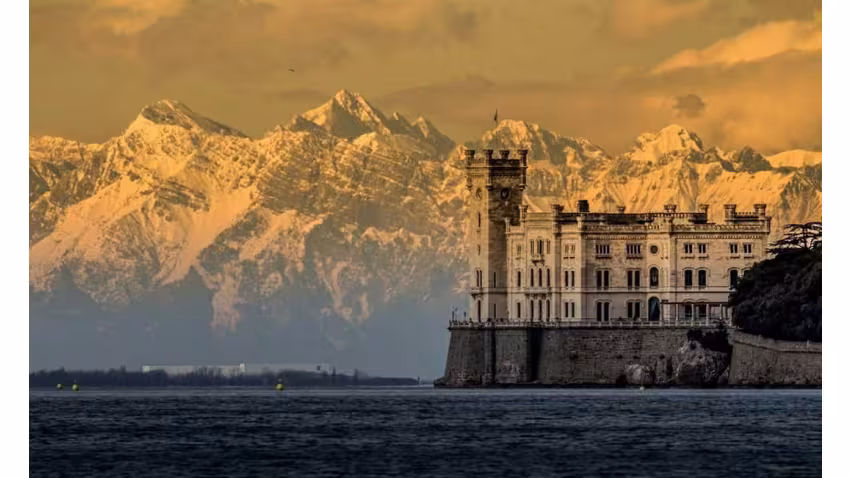 Beautiful sunset on Gulf of Trieste in Italy