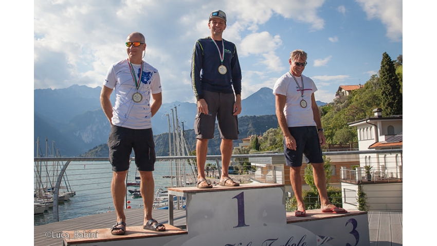 Andrea Racchelli, Tõnu Tõniste and Paolo Brescia - the overall podium of the 2020 Melges 24 Italian Championship in Torbole