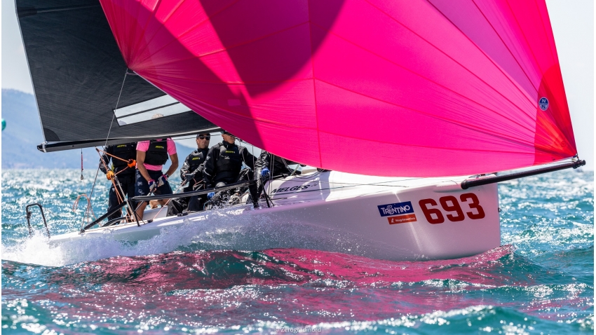 Paolo Brescia's Melgina ITA693 team with Simon Sivitz Kosuta, Jas Farneti, Stefano Orlandi and Ariberto Strobino - 2020 Melges 24 Italian Champions in Torbole