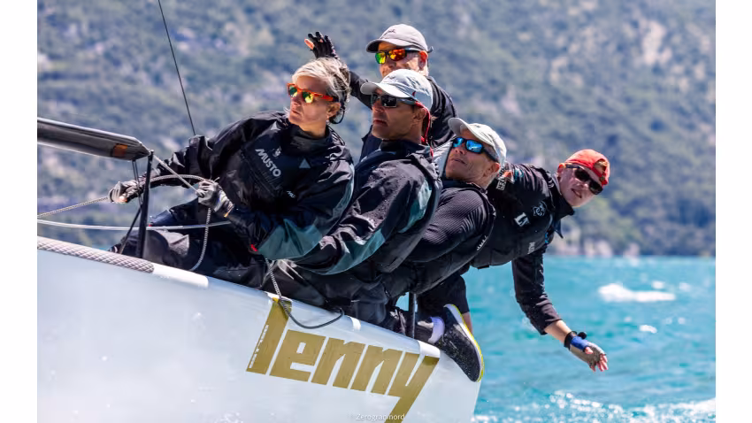 Tõnu Tõniste's Lenny EST790 with Toomas Tõniste, Tammo Otsasoo, Henri Tauts and Maiki Saaring  at the 2020 Melges 24 Italian Championship in Torbole