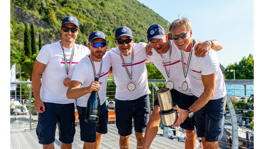 Paolo Brescia's Melgina ITA693 team with Simon Sivitz Kosuta, Jas Farneti, Stefano Orlandi and Ariberto Strobino - 2020 Melges 24 Italian Champions in Torbole