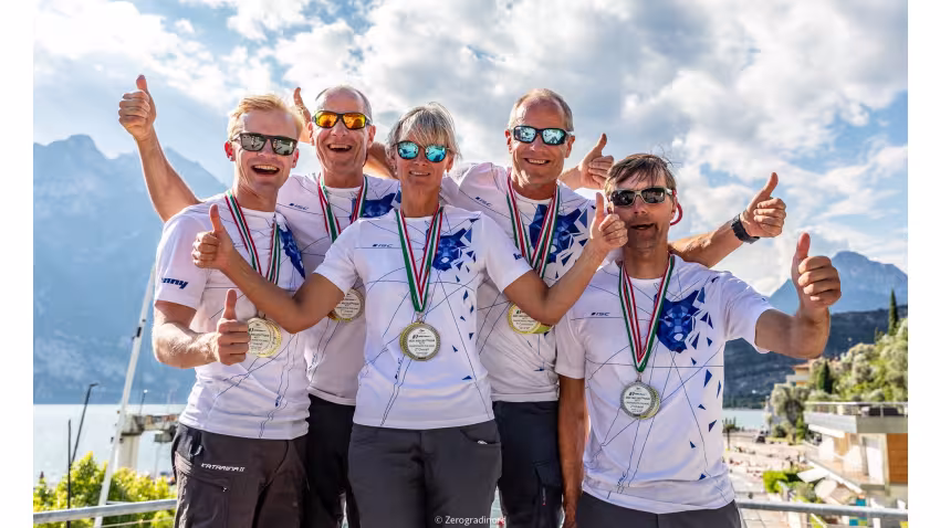 Tõnu Tõniste's Lenny EST790 with Toomas Tõniste, Tammo Otsasoo, Henri Tauts and Maiki Saaring  at the 2020 Melges 24 Italian Championship in Torbole