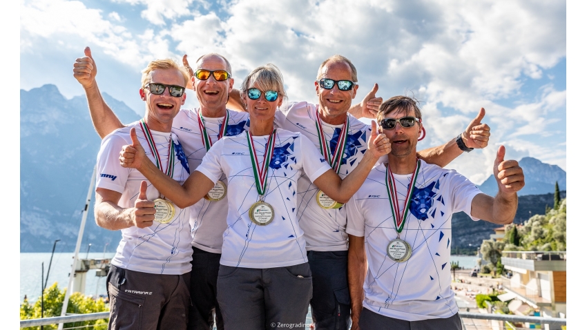 Tõnu Tõniste's Lenny EST790 with Toomas Tõniste, Tammo Otsasoo, Henri Tauts and Maiki Saaring  at the 2020 Melges 24 Italian Championship in Torbole