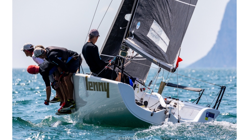 Estonian Tõnu Tõniste’s Lenny, winner of the first race of the 2020 European Sailing Series today