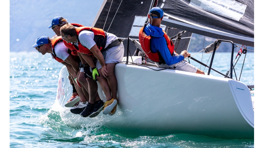 Miles Quinton's Gill Race Team GBR694 won the third race of today - 2020 Melges 24 European Sailing Series Event #1 in Torbole, Italy