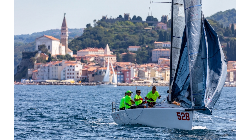 Fabio Rochelli’s Zero-24 ITA528 is third in the Corinthian division at the 2020 Melges 24 European Sailing Series Event #3 in Portoroz, Slovenia after Day One